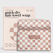 Load image into Gallery viewer, Extra Large Quick-Dry Hair Towel Wrap- Terracotta Checker