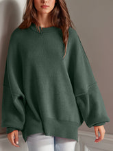 Load image into Gallery viewer, Double Take Side Slit Round Neck Long Sleeve Sweater