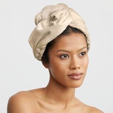Load image into Gallery viewer, Satin-Wrapped Hair Towel - Champagne
