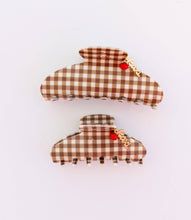Load image into Gallery viewer, BROWN GINGHAM TOMATO CHARM CLAW