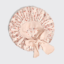 Load image into Gallery viewer, Adjustable Oversized Satin Bonnet - Cherry Print