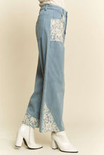 Load image into Gallery viewer, Davi & Dani Lace Applique Wide Leg Jeans