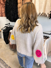Load image into Gallery viewer, Davi & Dani Fuzzy Smile Open Front Long Sleeve Cardigan