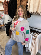 Load image into Gallery viewer, Davi & Dani Fuzzy Smile Open Front Long Sleeve Cardigan