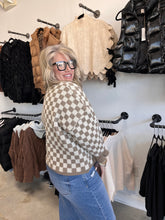 Load image into Gallery viewer, Double Take Tied Checkered Dropped Shoulder Flounce Sleeve Cardigan