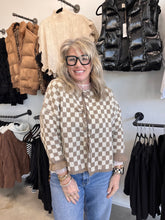 Load image into Gallery viewer, Double Take Tied Checkered Dropped Shoulder Flounce Sleeve Cardigan
