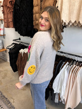 Load image into Gallery viewer, Davi & Dani Fuzzy Smile Open Front Long Sleeve Cardigan