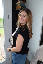 Load image into Gallery viewer, Lace-Up Mock Neck Short Sleeve Sweater