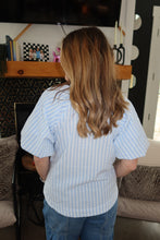 Load image into Gallery viewer, Mittoshop Button Down Striped Puff Sleeve Shirt