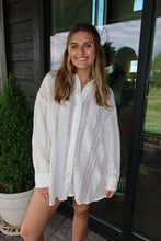 Load image into Gallery viewer, Lace Crochet Collared Neck Oversized Shirt