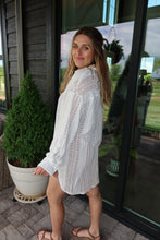 Load image into Gallery viewer, Lace Crochet Collared Neck Oversized Shirt