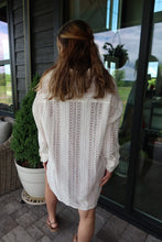 Load image into Gallery viewer, Lace Crochet Collared Neck Oversized Shirt