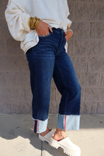 Load image into Gallery viewer, Tummy Control Mid Rise Crop Wide Cuffed Jeans