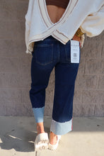 Load image into Gallery viewer, Tummy Control Mid Rise Crop Wide Cuffed Jeans