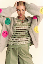 Load image into Gallery viewer, Davi & Dani Fuzzy Smile Open Front Long Sleeve Cardigan
