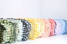 Load image into Gallery viewer, Gingham Ruffle Zipper Pouch Embroidery Friendly Cosmetic Bag