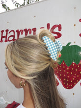 Load image into Gallery viewer, BLUE GINGHAM STRAWBERRY CHARM CLAW