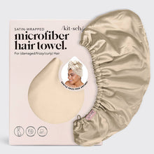 Load image into Gallery viewer, Satin-Wrapped Hair Towel - Champagne