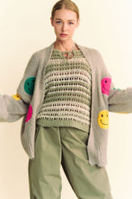 Load image into Gallery viewer, Davi & Dani Fuzzy Smile Open Front Long Sleeve Cardigan
