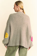 Load image into Gallery viewer, Davi & Dani Fuzzy Smile Open Front Long Sleeve Cardigan