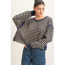 Load image into Gallery viewer, Striped Long Sleeve Top- Navy
