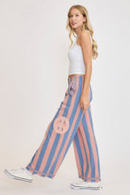 Load image into Gallery viewer, Umgee Peace Sign Patch Striped Wide Leg Pants
