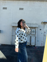 Load image into Gallery viewer, Polka Dot 1/4 Fleece Zip- Cream/Black

