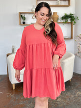 Load image into Gallery viewer, Double Take Full Size V-Neck Balloon Sleeve Tiered Dress with Pockets
