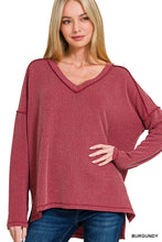 Load image into Gallery viewer, Raised Rib Long Sleeve V Neck Top (4 Colors)
