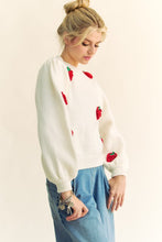 Load image into Gallery viewer, Davi &amp; Dani Crochet Strawberry Round Neck Sweater
