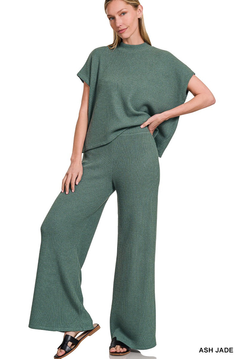 Sweater Boxy Top & Long Pants Set