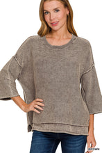 Load image into Gallery viewer, Washed 3/4 Sleeve Boxy Sweater (3 Colors)
