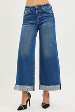 Load image into Gallery viewer, High Rise Crop Wide Distressed Cuff Jeans
