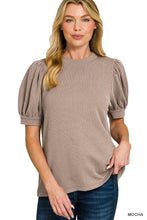 Load image into Gallery viewer, Raised Rib Puff Sleeve Top (6 Colors)
