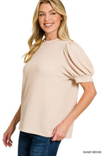 Load image into Gallery viewer, Raised Rib Puff Sleeve Top (6 Colors)
