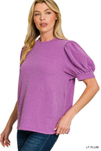 Load image into Gallery viewer, Raised Rib Puff Sleeve Top (6 Colors)
