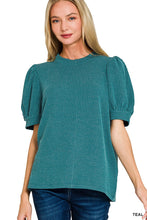 Load image into Gallery viewer, Raised Rib Puff Sleeve Top (6 Colors)
