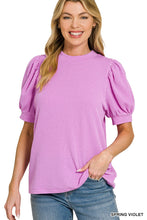 Load image into Gallery viewer, Raised Rib Puff Sleeve Top (6 Colors)
