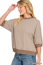 Load image into Gallery viewer, Striped Contrast Trim Rib Banded Top (8 Colors)
