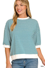 Load image into Gallery viewer, Striped Contrast Trim Rib Banded Top (8 Colors)
