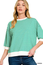 Load image into Gallery viewer, Striped Contrast Trim Rib Banded Top (8 Colors)
