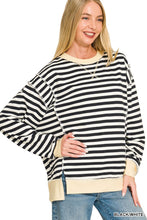 Load image into Gallery viewer, French Terry Striped Long Sleeve Pullover

