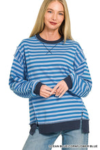 Load image into Gallery viewer, French Terry Striped Long Sleeve Pullover
