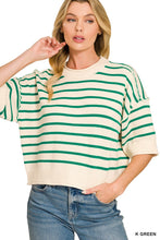 Load image into Gallery viewer, Striped Exposed Seam Half Sleeve Sweater
