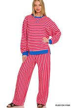 Load image into Gallery viewer, French Terry Striped Pullover &amp; Pants Set
