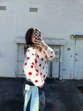 Load image into Gallery viewer, Polka Dot 1/4 Fleece Zip-Ruby
