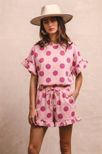 Load image into Gallery viewer, Polka Dots Printed Ruffled Top And Shorts Set
