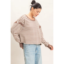 Load image into Gallery viewer, Striped Long Sleeve Top- Mocha
