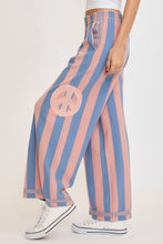 Load image into Gallery viewer, Umgee Peace Sign Patch Striped Wide Leg Pants
