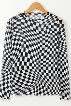 Load image into Gallery viewer, Checkered Mock Neck Long Sleeve Blouse
